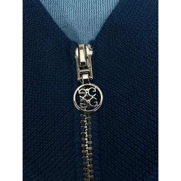 NWT G/FORE V-Neck Quarter Zip Wool Blend Sweater PTRL Blue Men's MEDIUM $255 - Picture 4 of 9